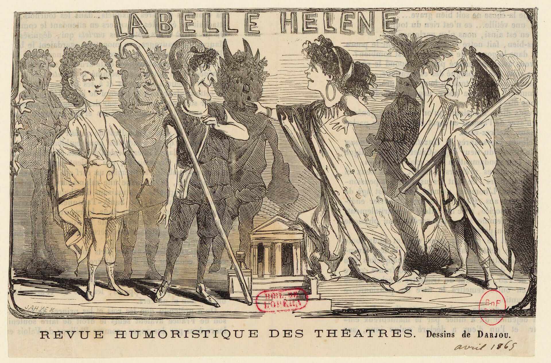 Caricature of the operetta La Belle Hélène by Jacques Offenbach (1864)
